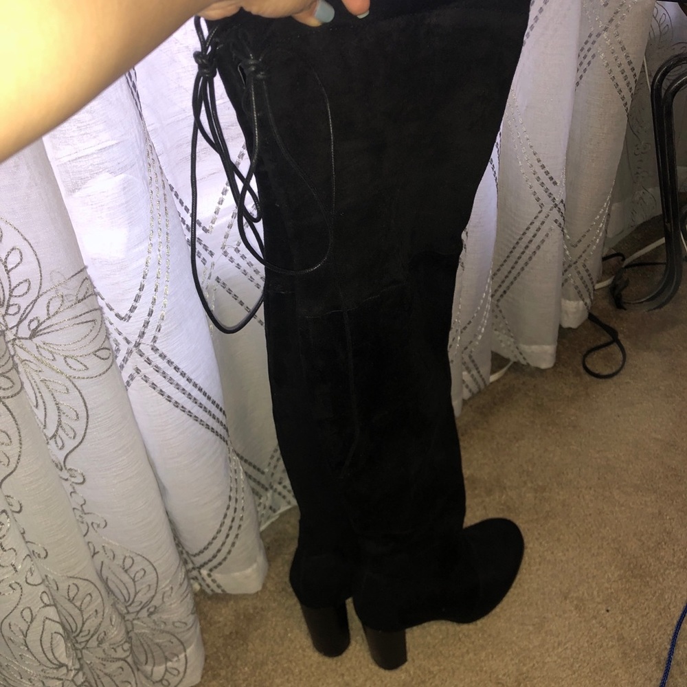 Black Thigh High Stretchy Boots Size 7 1/2